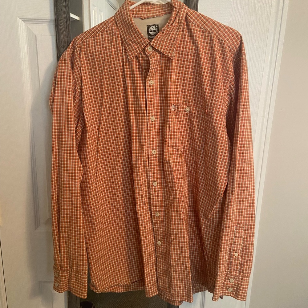 Timberland Orange Gingham Casual Shirt